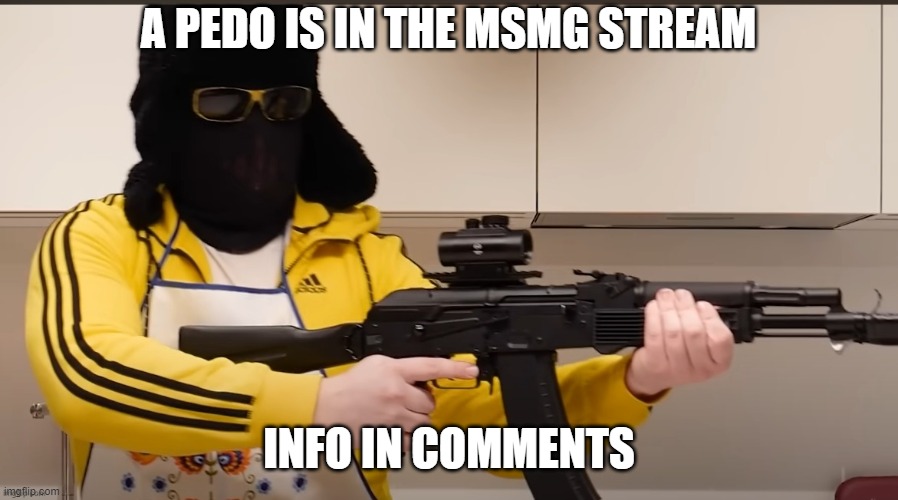 A PEDO IS IN THE MSMG STREAM; INFO IN COMMENTS | made w/ Imgflip meme maker