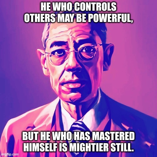 Gus Fring fire portrait | HE WHO CONTROLS OTHERS MAY BE POWERFUL, BUT HE WHO HAS MASTERED HIMSELF IS MIGHTIER STILL. | image tagged in gus fring fire portrait | made w/ Imgflip meme maker