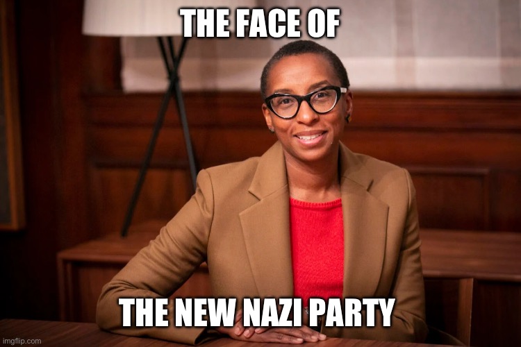 According to her there is a context in which it is ok to call for genocide of the Jews. | THE FACE OF; THE NEW NAZI PARTY | image tagged in harvard president,nazi,liberal hypocrisy,genocide,politics,antisemitism | made w/ Imgflip meme maker