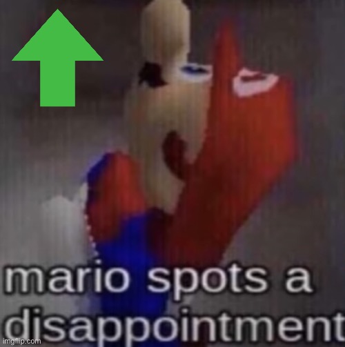 The meme above this is a disgrace | image tagged in mario spots a dissapointment,stop reading the tags,literally,stop,why are you reading this,why are you reading the tags | made w/ Imgflip meme maker