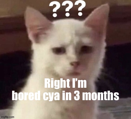 ? | Right I’m bored cya in 3 months | made w/ Imgflip meme maker