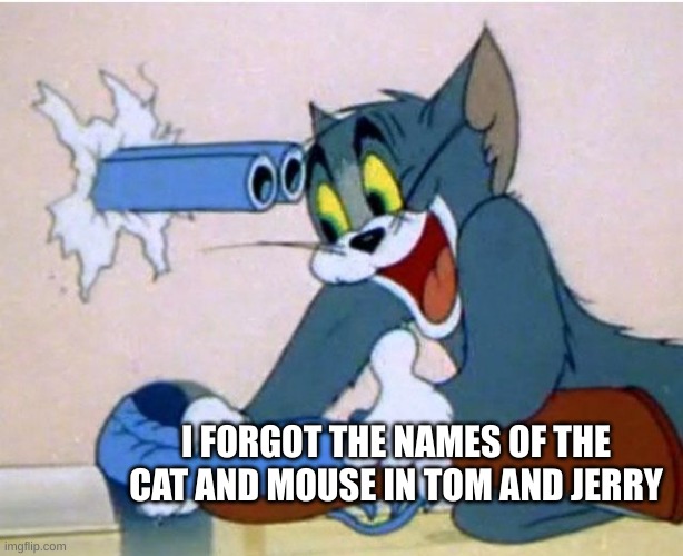 Tom and Jerry | I FORGOT THE NAMES OF THE CAT AND MOUSE IN TOM AND JERRY | image tagged in tom and jerry | made w/ Imgflip meme maker