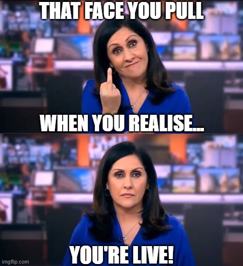 BBC News Fail | THAT FACE YOU PULL; WHEN YOU REALISE... YOU'RE LIVE! | image tagged in bbc news,fail,maryam moshiri | made w/ Imgflip meme maker