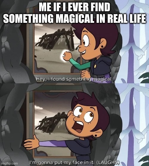 this is what I would do | ME IF I EVER FIND SOMETHING MAGICAL IN REAL LIFE | image tagged in i'm gonna put my face in it | made w/ Imgflip meme maker