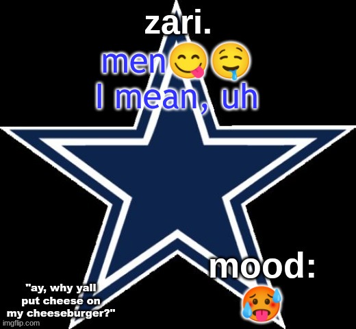 zari.'s Dallas Cowboys announcement temp | men😋🤤
I mean, uh; 🥵 | image tagged in zari 's dallas cowboys announcement temp | made w/ Imgflip meme maker