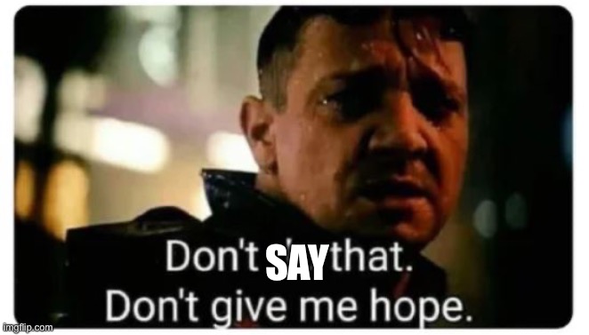 don't give me hope | SAY | image tagged in don't give me hope | made w/ Imgflip meme maker