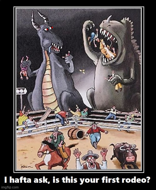Talking Monsters Enjoying a Meal | image tagged in vince vance,monsters,rodeo,cartoons,comics,cowboys | made w/ Imgflip meme maker