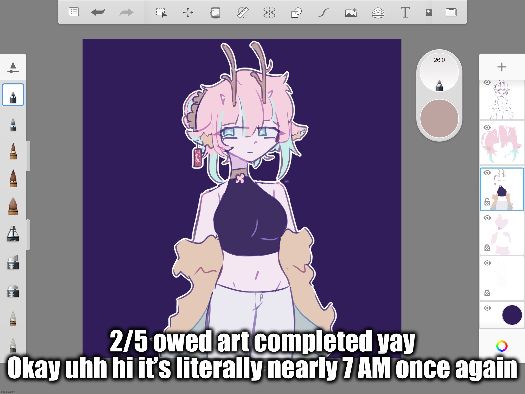 2/5 owed art completed yay
Okay uhh hi it’s literally nearly 7 AM once again | made w/ Imgflip meme maker