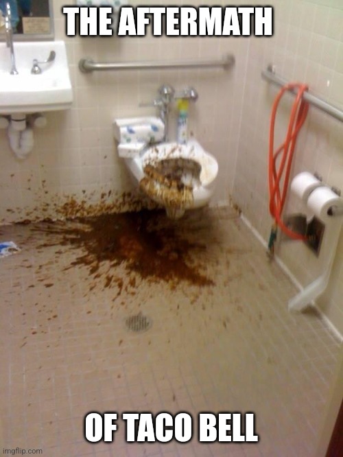 Girls poop too | THE AFTERMATH; OF TACO BELL | image tagged in girls poop too | made w/ Imgflip meme maker