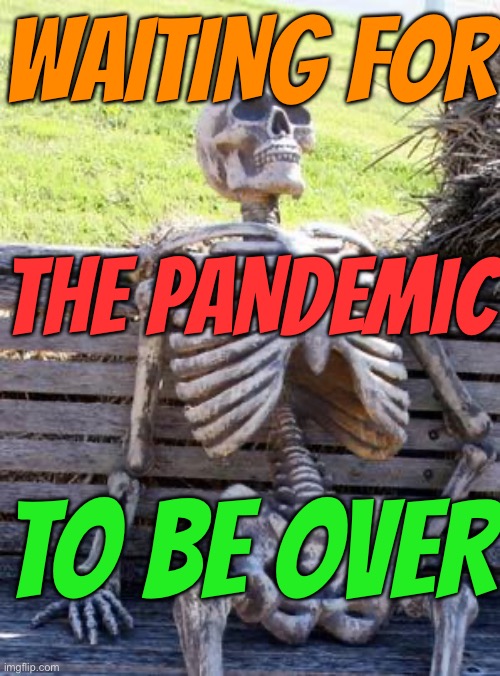 Waiting For The Pandemic To Be Over | WAITING FOR; THE PANDEMIC; TO BE OVER | image tagged in memes,waiting skeleton,coronavirus meme,covid-19,pandemic,covid | made w/ Imgflip meme maker