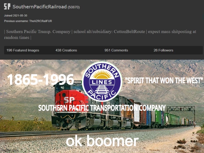 ok boomer | ok boomer | image tagged in southernpacificrailroad anno te p,ok boomer | made w/ Imgflip meme maker
