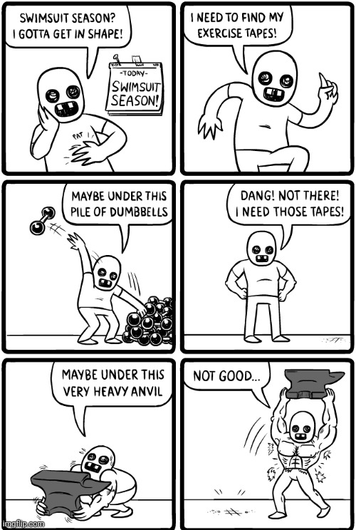 In shape | image tagged in exercise,dumbbells,dumbbell,swimsuit,comics,comics/cartoons | made w/ Imgflip meme maker