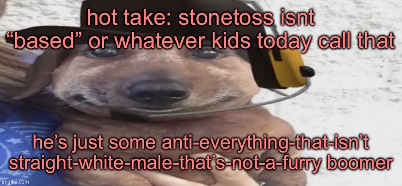 chucklenuts | hot take: stonetoss isnt “based” or whatever kids today call that; he’s just some anti-everything-that-isn’t straight-white-male-that’s-not-a-furry boomer | image tagged in chucklenuts | made w/ Imgflip meme maker