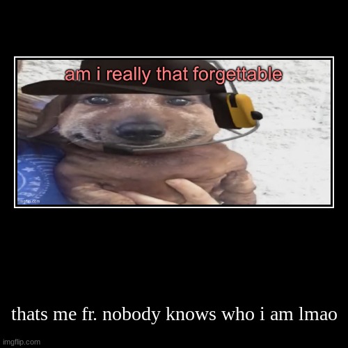 im actually irrelevant here lmao | thats me fr. nobody knows who i am lmao | image tagged in funny,demotivationals | made w/ Imgflip demotivational maker