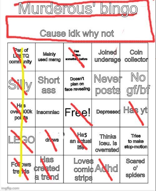 Murderous bingo | image tagged in murderous bingo | made w/ Imgflip meme maker