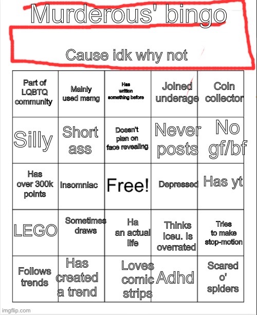 Made it (I used to be ace/aro) | image tagged in murderous bingo | made w/ Imgflip meme maker