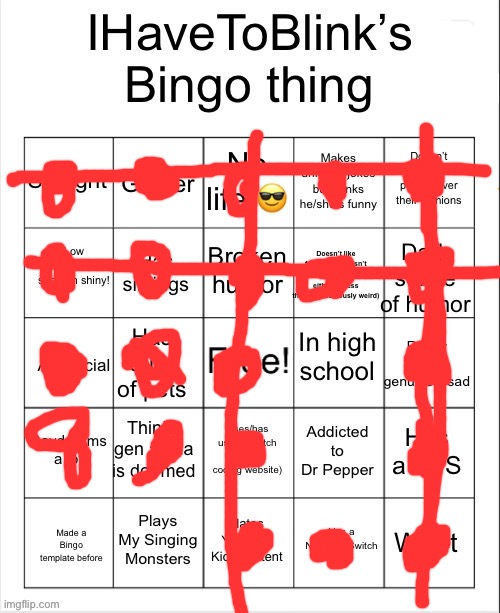 IHaveToBlink’s Bingo Thing | image tagged in ihavetoblink s bingo thing | made w/ Imgflip meme maker