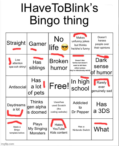 ITS JUST ME, UCE! | image tagged in ihavetoblink s bingo thing | made w/ Imgflip meme maker