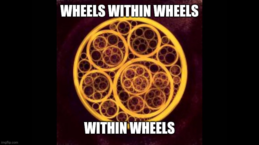 Wheels within wheels | WHEELS WITHIN WHEELS WITHIN WHEELS | image tagged in wheels within wheels | made w/ Imgflip meme maker