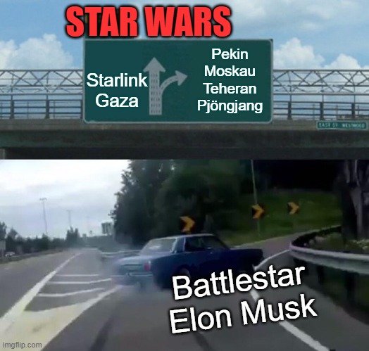 Star Wars - BATTLEFRONT -  Life X- Perience | STAR WARS; Pekin Moskau Teheran Pjöngjang; Starlink Gaza; Battlestar Elon Musk | image tagged in memes,left exit 12 off ramp,star wars,elon musk,israel | made w/ Imgflip meme maker