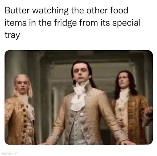 Butter gets that special spot in the fridge | image tagged in memes,funny,butter,fridge | made w/ Imgflip meme maker
