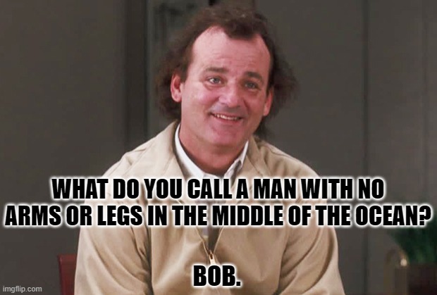 Daily Bad Dad Joke December 8, 2023 | WHAT DO YOU CALL A MAN WITH NO ARMS OR LEGS IN THE MIDDLE OF THE OCEAN? BOB. | image tagged in what about bob | made w/ Imgflip meme maker