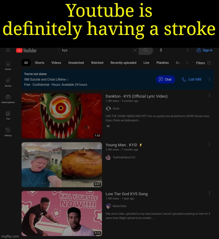 Youtube is definitely having a stroke | made w/ Imgflip meme maker