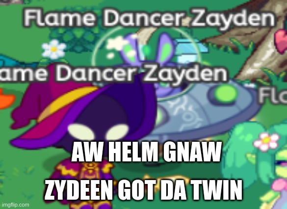 nahh what are the chances | AW HELM GNAW; ZYDEEN GOT DA TWIN | made w/ Imgflip meme maker