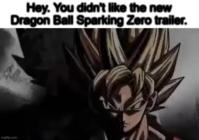 Goku Staring | Hey. You didn't like the new Dragon Ball Sparking Zero trailer. | image tagged in goku staring | made w/ Imgflip meme maker