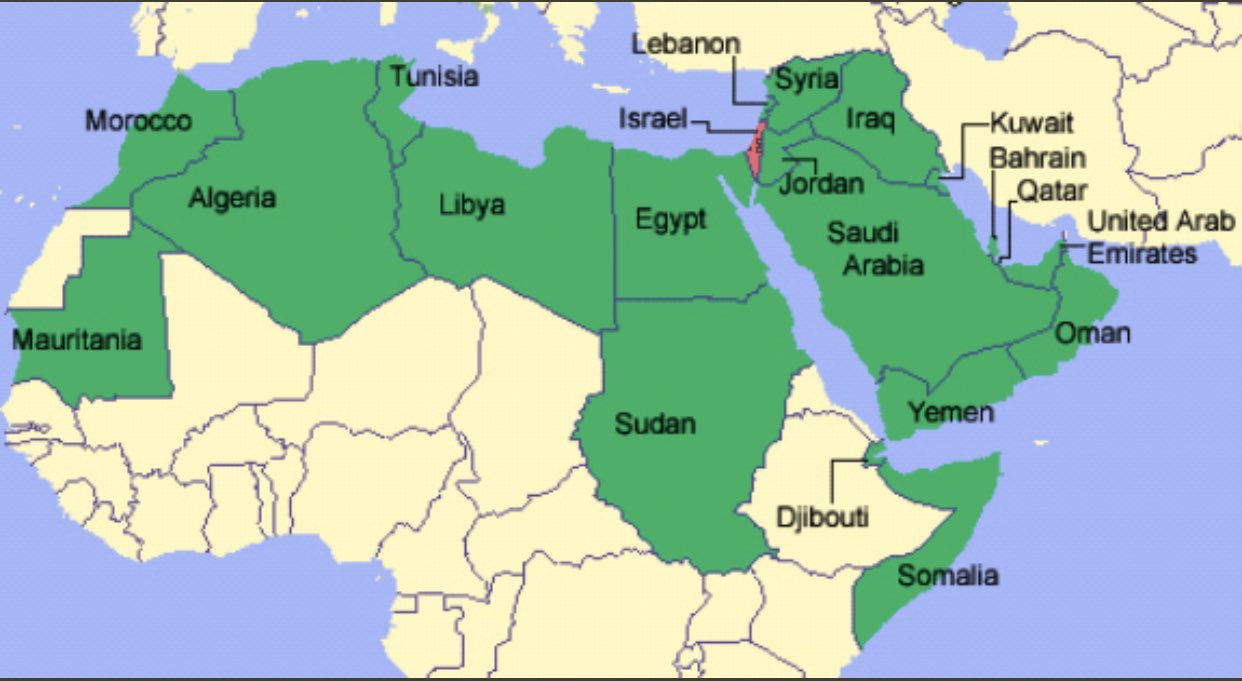 israel and arab world map Blank Meme Template