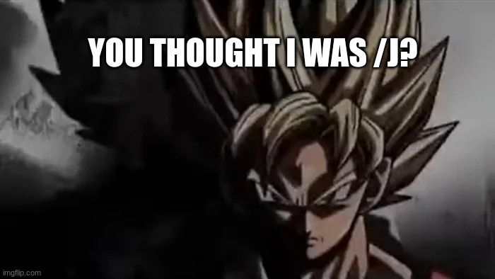 Goku Staring | YOU THOUGHT I WAS /J? | image tagged in goku staring | made w/ Imgflip meme maker