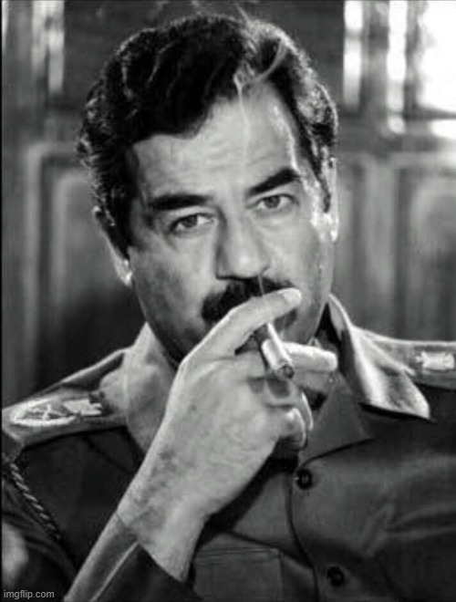 Saddam Smoking Noir | image tagged in saddam smoking noir | made w/ Imgflip meme maker