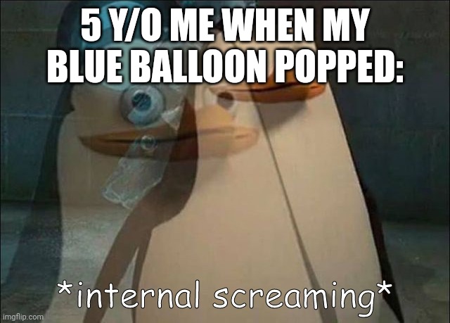 Private Internal Screaming | 5 Y/O ME WHEN MY BLUE BALLOON POPPED: | image tagged in private internal screaming | made w/ Imgflip meme maker