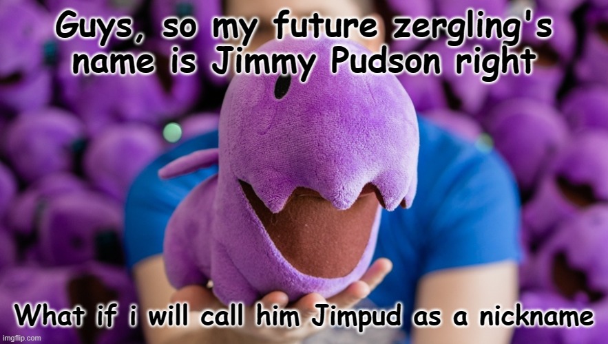 Guys, so my future zergling's name is Jimmy Pudson right; What if i will call him Jimpud as a nickname | made w/ Imgflip meme maker