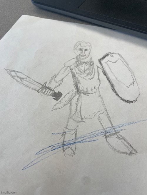 Drew my dnd guy while doing homework. He ain’t even close to done, he’s supposed to have wings | made w/ Imgflip meme maker