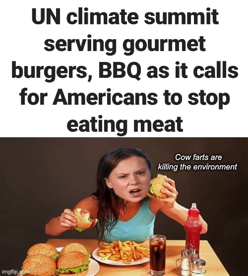 Just when you thought people couldn’t get more stupid | Cow farts are killing the environment | image tagged in pig-out meal,politics lol,memes | made w/ Imgflip meme maker