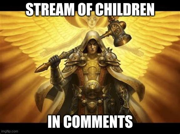 Paladin | STREAM OF CHILDREN; IN COMMENTS | image tagged in paladin | made w/ Imgflip meme maker