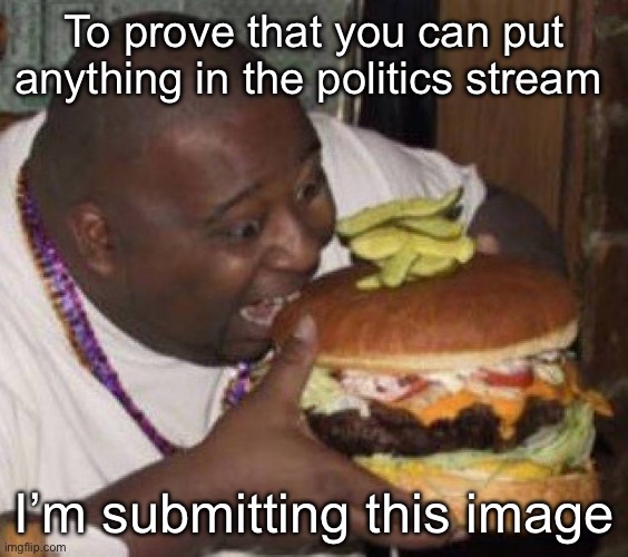 borgar | To prove that you can put anything in the politics stream; I’m submitting this image | image tagged in borgar | made w/ Imgflip meme maker