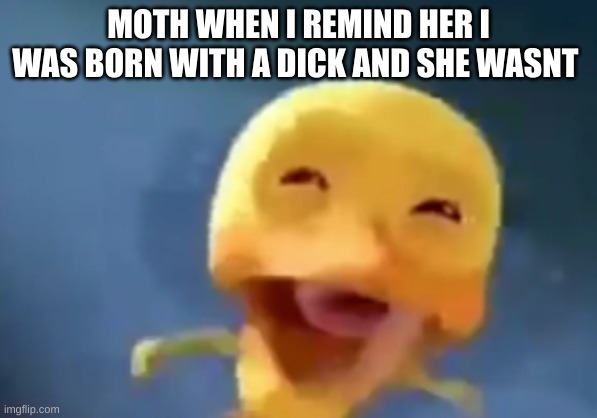 crying duck | MOTH WHEN I REMIND HER I WAS BORN WITH A DICK AND SHE WASNT | image tagged in crying duck | made w/ Imgflip meme maker