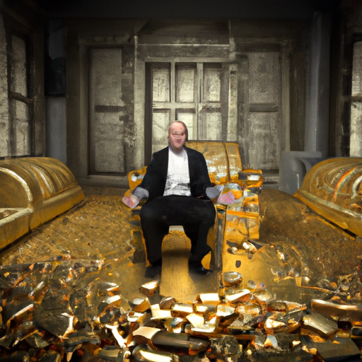 room full of gold with a rich man Blank Meme Template