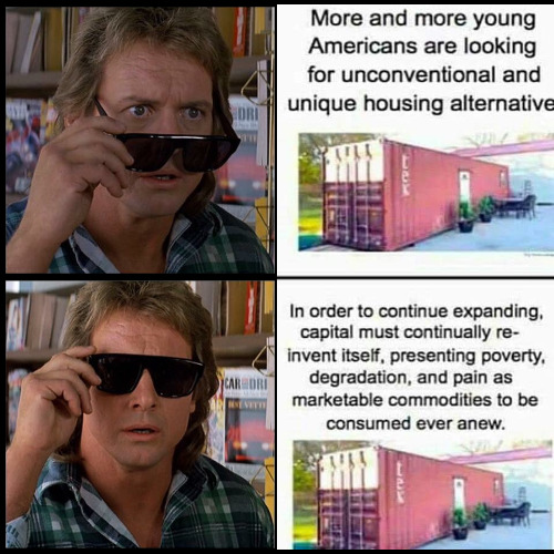 Housing is a human right | image tagged in john nada sunglasses billboard,capitalism,housing,human rights | made w/ Imgflip meme maker
