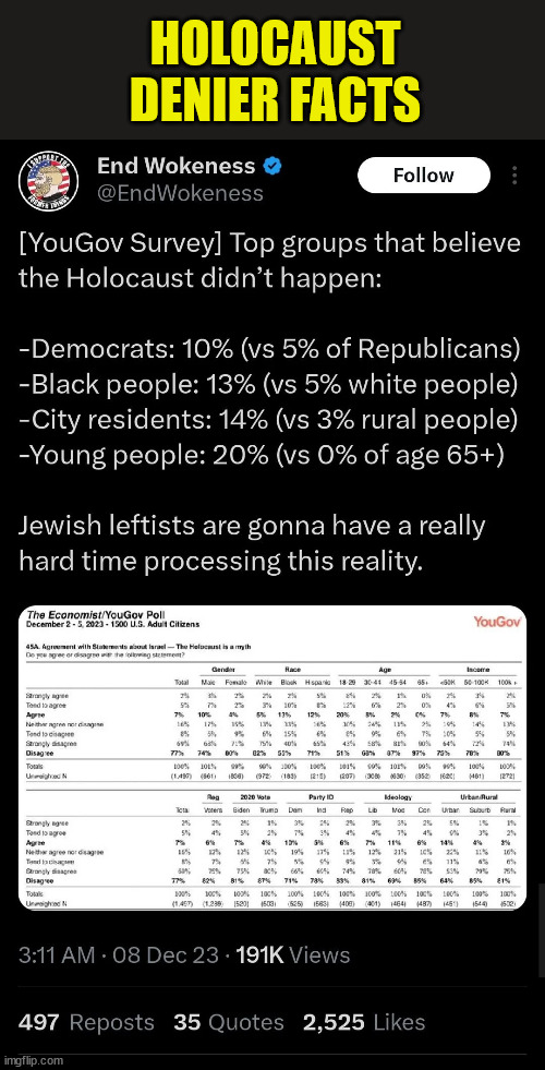 Holocaust denier facts. | HOLOCAUST DENIER FACTS | image tagged in holocaust,denial,facts,liberals,real,fascists | made w/ Imgflip meme maker