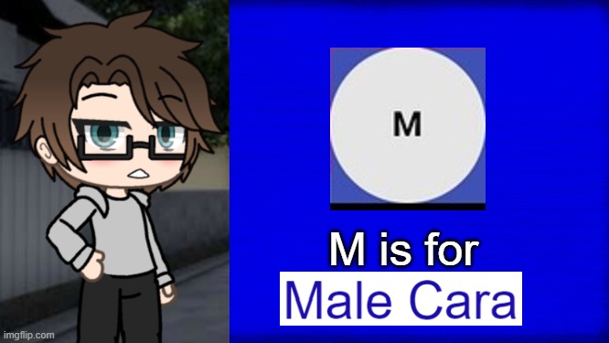 Yes, M is for Male Cara! | M is for | image tagged in male cara,pus2,pop up school 2,x is for x,memes | made w/ Imgflip meme maker