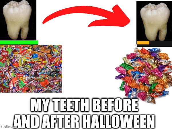 pov your teeth before and after halloween | MY TEETH BEFORE AND AFTER HALLOWEEN | image tagged in memes,funny,minecraft,teeth,tooth,meme | made w/ Imgflip meme maker