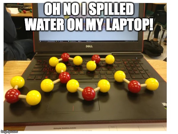 It was dell it was already ruined. | OH NO I SPILLED WATER ON MY LAPTOP! | image tagged in nerd | made w/ Imgflip meme maker