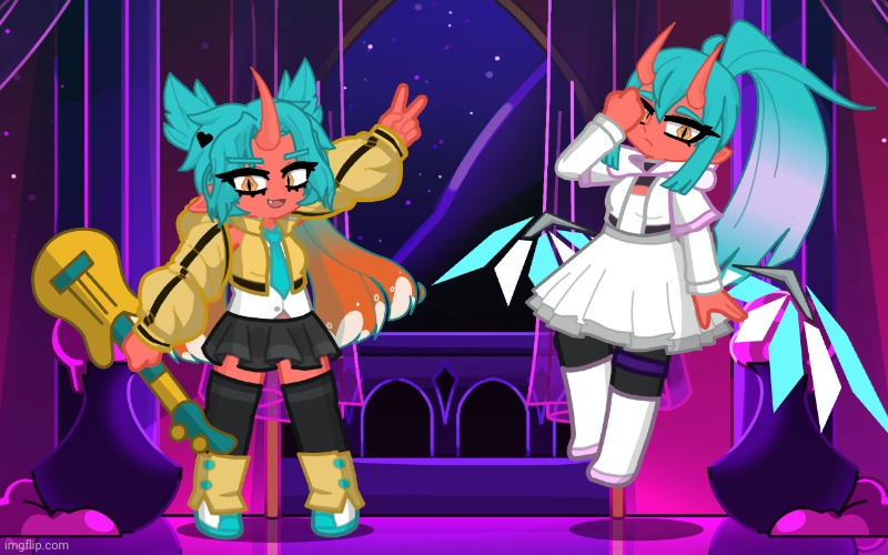 Vyce and Octavia! | image tagged in gacha life,omega strikers | made w/ Imgflip meme maker