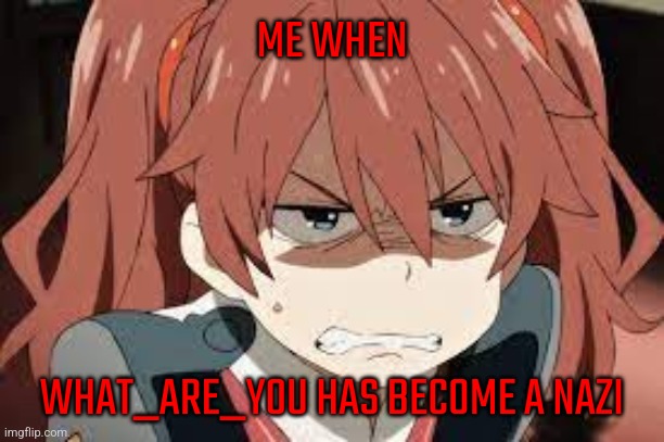 angry miku ditf | ME WHEN; WHAT_ARE_YOU HAS BECOME A NAZI | image tagged in angry miku ditf | made w/ Imgflip meme maker