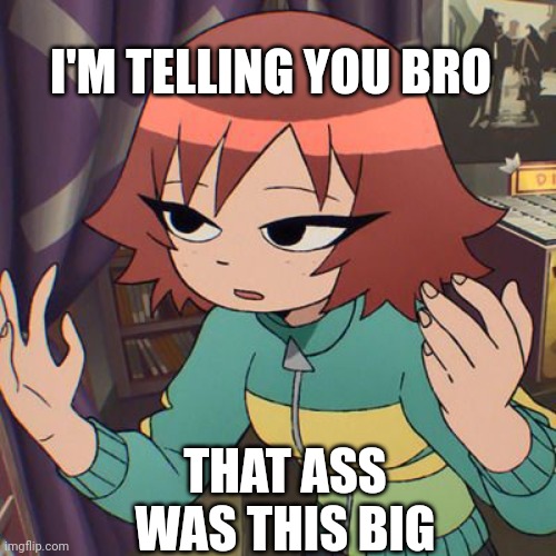 I'M TELLING YOU BRO; THAT ASS WAS THIS BIG | image tagged in memes,scott pilgrim | made w/ Imgflip meme maker
