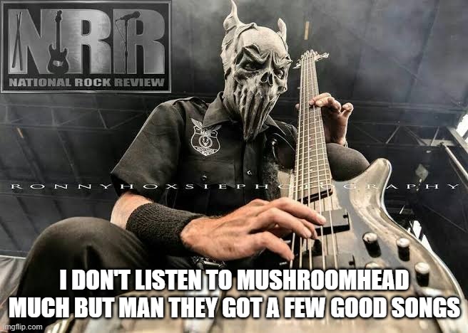 mushroomhead's bassist is in the picture | I DON'T LISTEN TO MUSHROOMHEAD MUCH BUT MAN THEY GOT A FEW GOOD SONGS | made w/ Imgflip meme maker