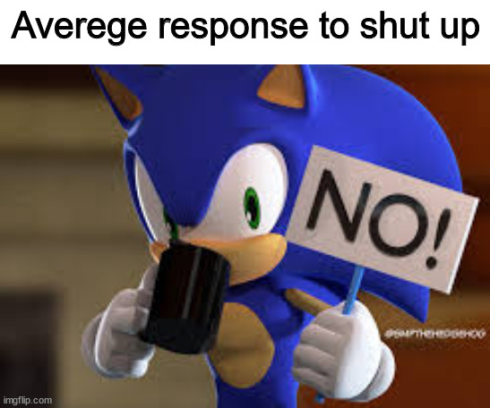 No! | Averege response to shut up | image tagged in no,sonic,sonic the hedgehog,relatable,relatable memes,funny | made w/ Imgflip meme maker
